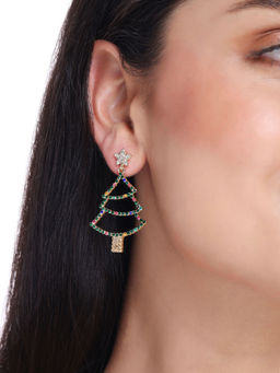 Accessorize London - WomensCut Out Gem Christmas Tree Earrings