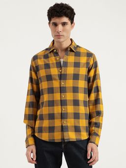 United Colors of Benetton - Yellow Regular Fit Checks Twill Buffalo Flannel Shirt