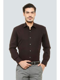 Louis Philippe - Men Black Solid Full Sleeves Formal Shirt