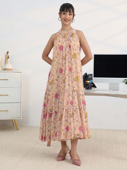 Libas - Pink Floral Halter Neck Dress