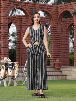 Stylum - Black Stripes Round Neck Co-Ord Set