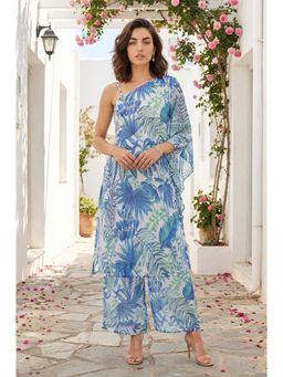 W - Blue Floral One Shoulder Co-ord Set
