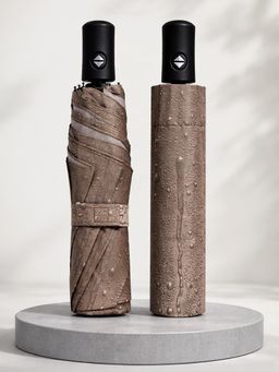 FABINALIV - Brown Abstract Auto ON/OFF Waterproof Automatic Compact Umbrella