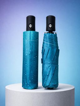 FABINALIV - Blue Abstract Auto ON/OFF Waterproof Automatic Compact Umbrella