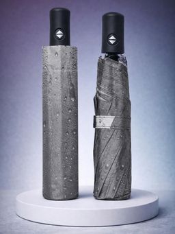 FABINALIV - Grey Abstract Auto ON/OFF Waterproof Automatic Compact Umbrella