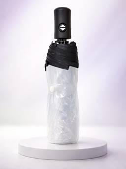 FABINALIV - Black Solid Auto ON/OFF Waterproof Compact Transparent Umbrella