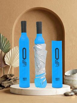 FABINALIV - Sky Blue Solid Waterproof 3 Fold Compact Bottle Umbrella