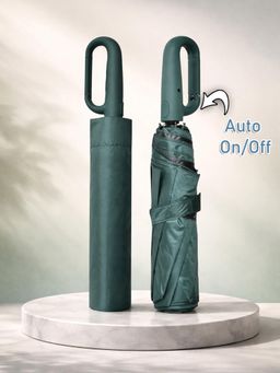 FABINALIV - Green Solid Auto ON/OFF Waterproof Automatic Compact Umbrella