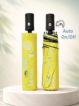FABINALIV - Yellow Abstract Auto ON/OFF Waterproof Automatic Compact Fruit Umbrella