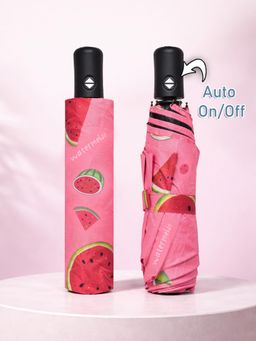 FABINALIV - Pink Abstract Auto ON/OFF Waterproof Automatic Compact Fruit Umbrella