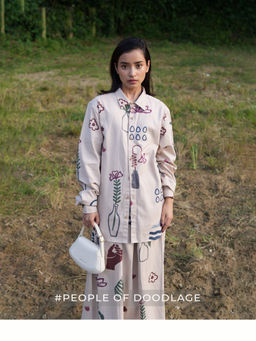 Doodlage - Printed Unisex Beige Shirt