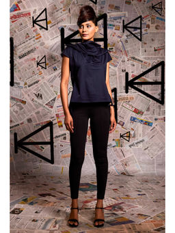 Echke - Navy Blue Pure Cotton Top