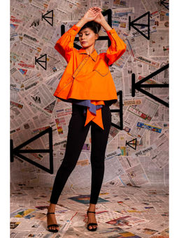 Echke - Orange Denim Top