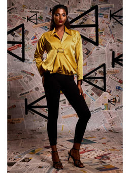 Echke - Mustard Satin Top