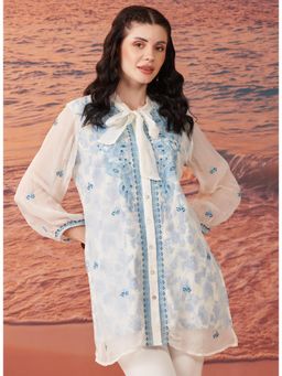 Lakshita - Women Ivory Embroidered Organza Top