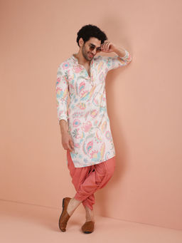 KISAH - Mens Multi-Color Printed Kurta With Dhoti (Set of 2)