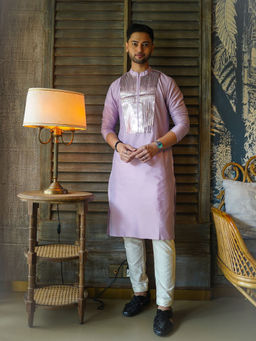 KISAH - Mens Pink Solid Kurta With Trouser (Set of 2)