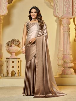 Garden VARELI - Women Brown Satin Ombre Saree with Unstitched Blouse