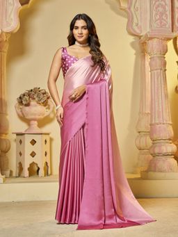 Garden VARELI - Women Magenta Satin Ombre Saree with Unstitched Blouse