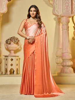 Garden VARELI - Women Orange Satin Ombre Saree with Unstitched Blouse
