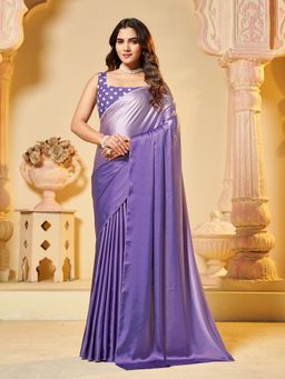 Garden VARELI - Women Lavender Satin Ombre Saree with Unstitched Blouse