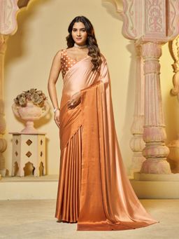 Garden VARELI - Women Brown-1 Satin Ombre Saree with Unstitched Blouse