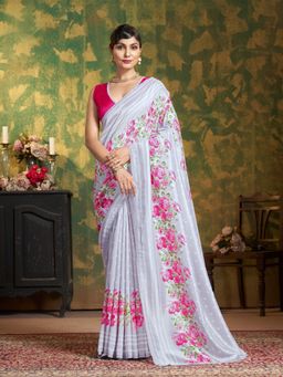 Garden VARELI - Women Lavender Cationic Silk Polka Dots Saree with Unstitched Blouse