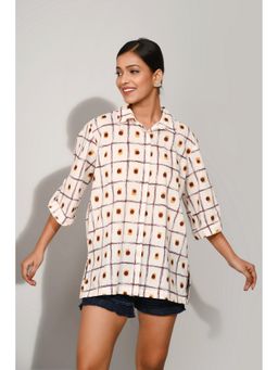 Zolo Label - Women Off white Check Printed Cotton Shirt