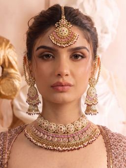 RUNORAA - Pink Veil Jewellery Set