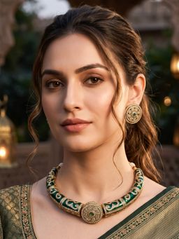 RUNORAA - Emerald Royale Meenakari Jewellery Set