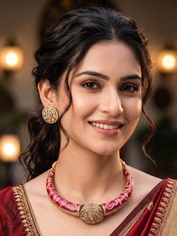 RUNORAA - Royal Rani Pink Meenakari Jewellery Set