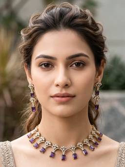 RUNORAA - Royal Amethyst Blossom Jewellery Set
