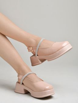 Shoetopia - Round Toe Peach Pumps For Women & Girls