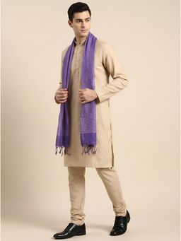 MUFFLY - Blue Men Plain / Solid Cotton Dupatta