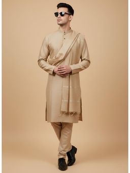 MUFFLY - Beige Men Plain / Solid Cotton Dupatta