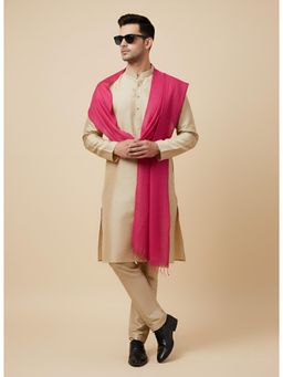 MUFFLY - Pink Men Plain / Solid Cotton Dupatta