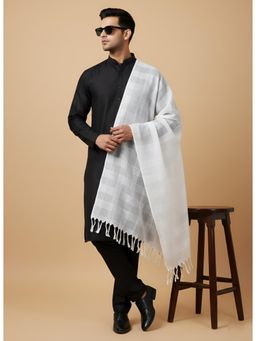 MUFFLY - White Men Checks Cotton Dupatta