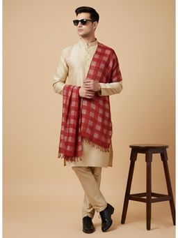 MUFFLY - Red Men Checks Cotton Dupatta