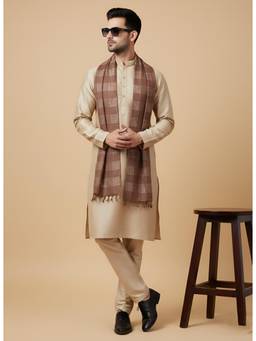 MUFFLY - Brown Men Checks Cotton Dupatta