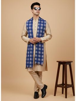 MUFFLY - Blue Men Checks Cotton Dupatta