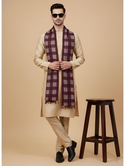 MUFFLY - Brown Men Dark Brown Checks Cotton Dupatta