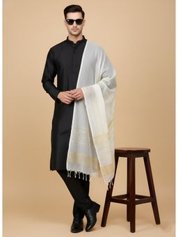 MUFFLY - White Men Stripes Cotton Dupatta