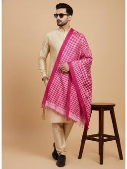 MUFFLY - Magenta Men Buta Cut Work Cotton Dupatta