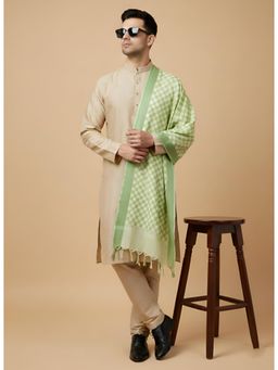 MUFFLY - Green Men Buta Cut Work Cotton Dupatta