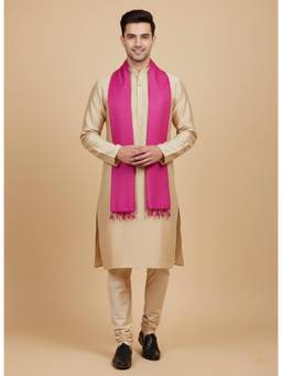 MUFFLY - Pink Men Checkered Cotton Dupatta