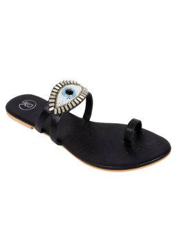 PREET KAUR - Black Embroidered Flats