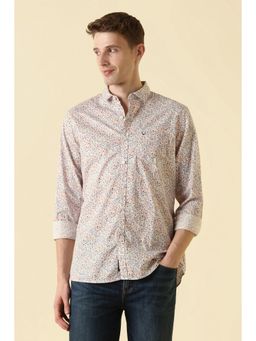 Allen Solly - Men's Multicolour Custom Fit Print Full Sleeves Casual Shirt