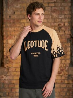 LEOTUDE - Black Men's Oversized Cotton Blend T-Shirt