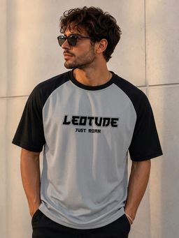 LEOTUDE - Grey Men's Oversized Cotton Blend T-Shirt