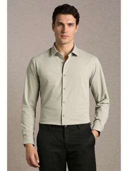 Louis Philippe - Men'S Grey Slim Fit Solid Full Sleeves Casual Shirt